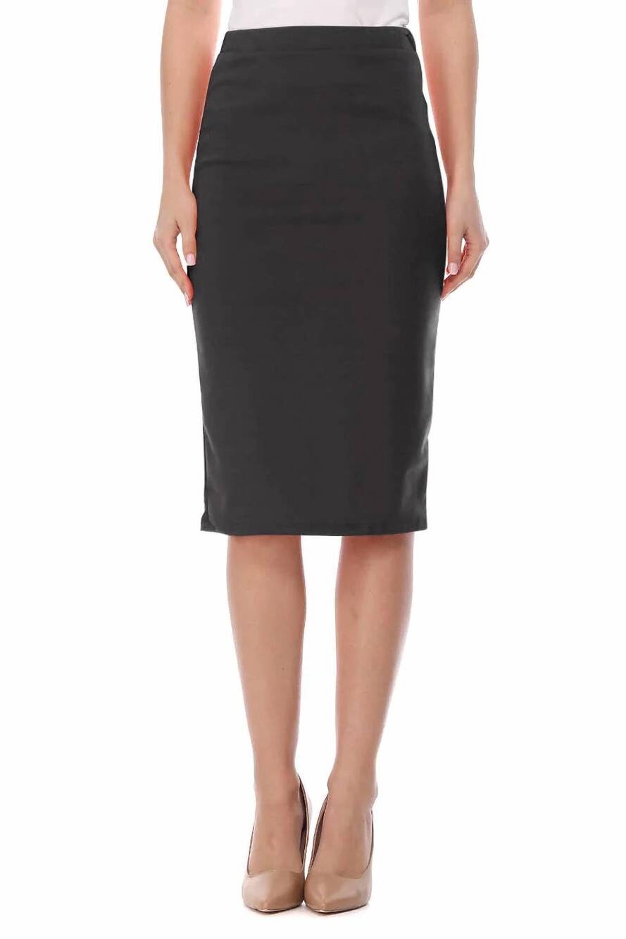 NEW MOA COLLECTION women's solid basic mid-length casual skirt in charcoal